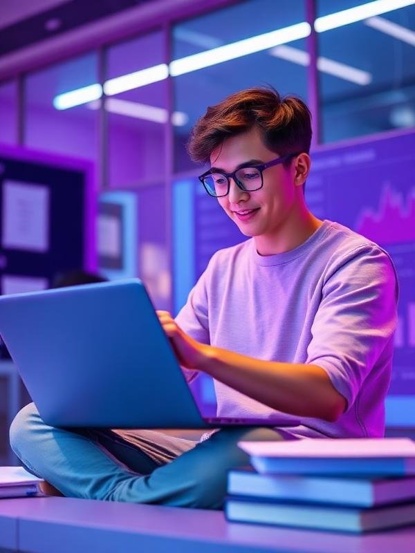 Estudante usando a plataforma